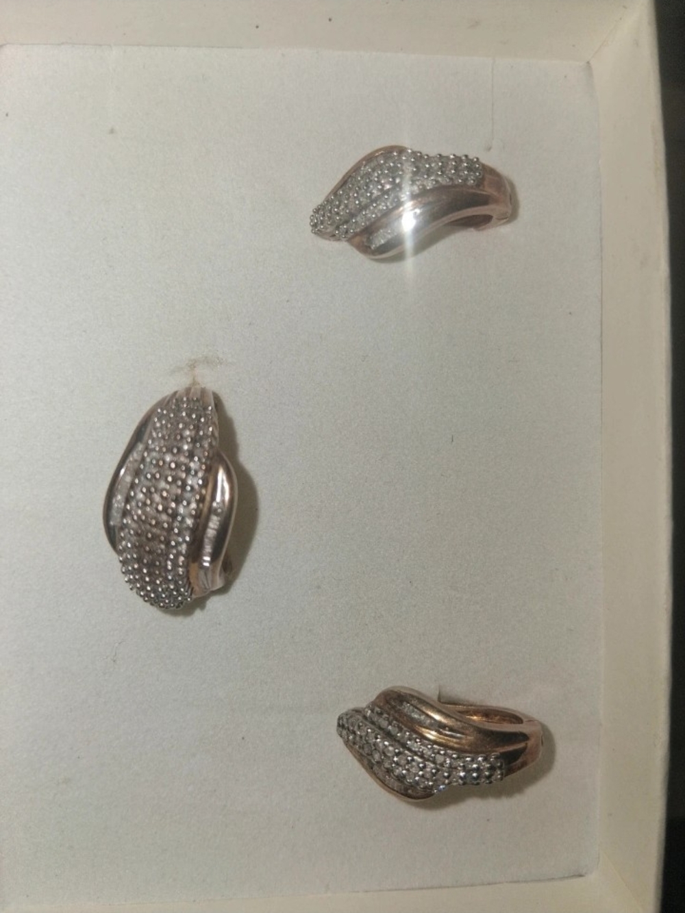 Classic Silver Pavé Wave Earrings Set